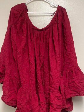 Red Ruffled Organic Cotton Skirt Size S